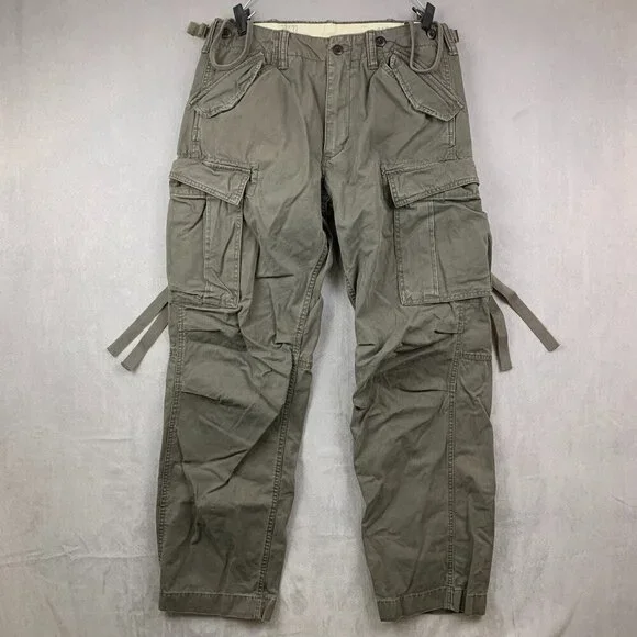 Gap Mens Pants 30 Gray Cargo Paratrooper Straight Leg Army Military Retro 30x32 - Picture 1 of 12